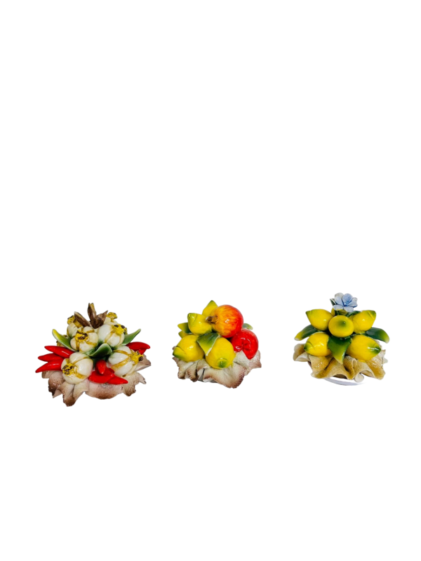 Composizione cestino frutta in ceramica