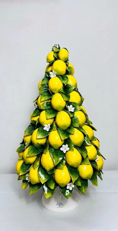 Alzatina con limoni in ceramica di capodimonte H70