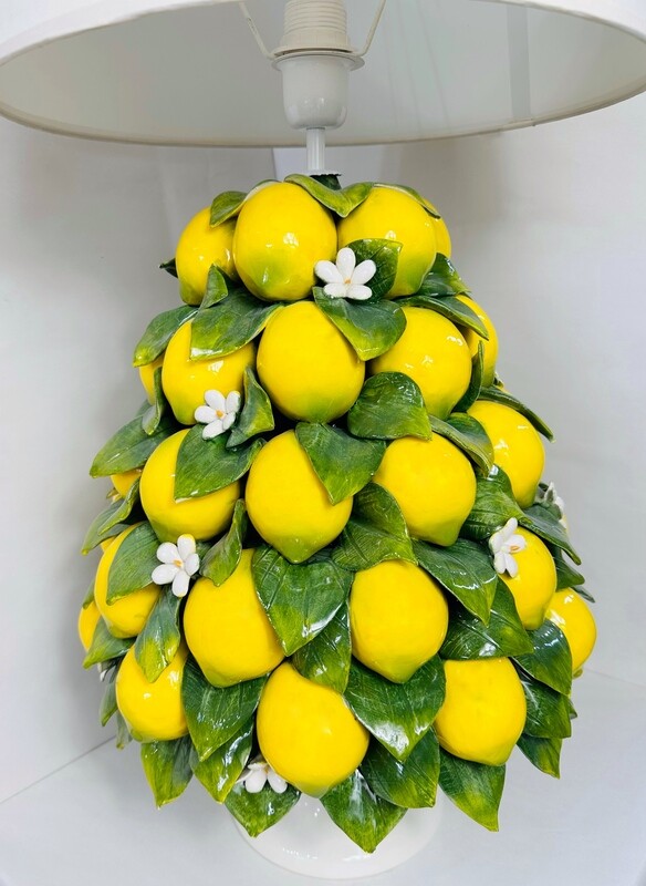 Alzatina di  limoni con lampada in ceramica H75