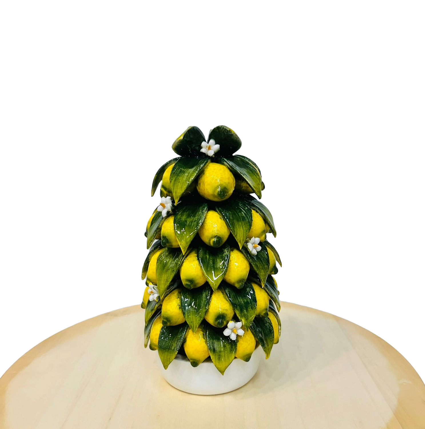 Piramide Con Limoni In Ceramica di Capodimonte