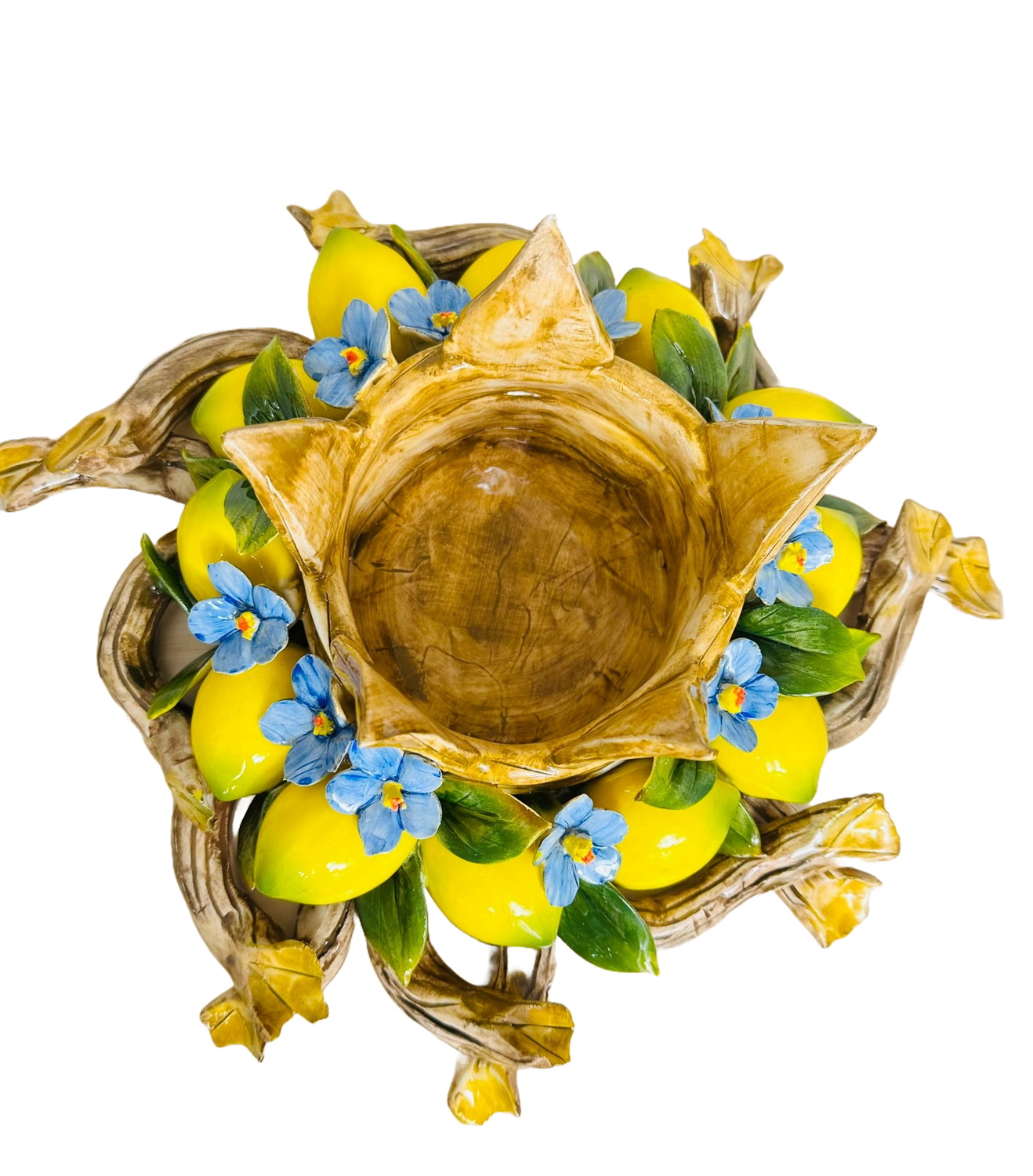 Portacandela a Limoni in Ceramica di Capodimonte