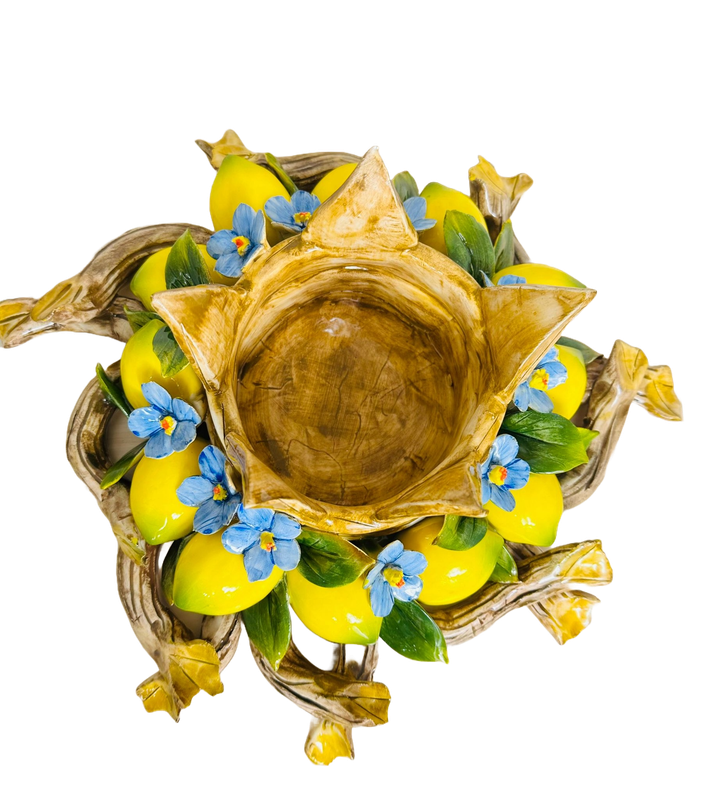 Portacandela a Limoni in Ceramica di Capodimonte