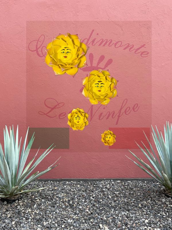 Sole Fuoco Rosa da Parete in Ceramica 