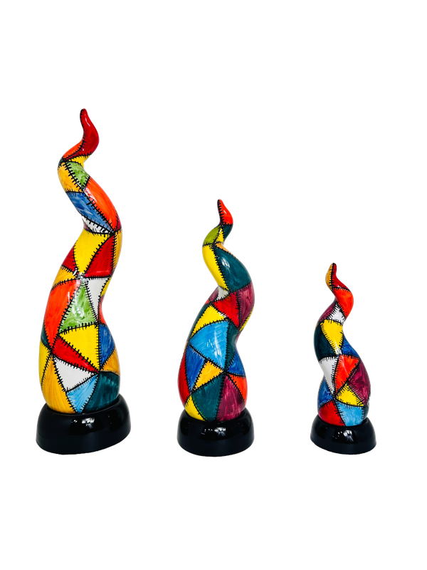 Corno portafortuna in ceramica arlecchino