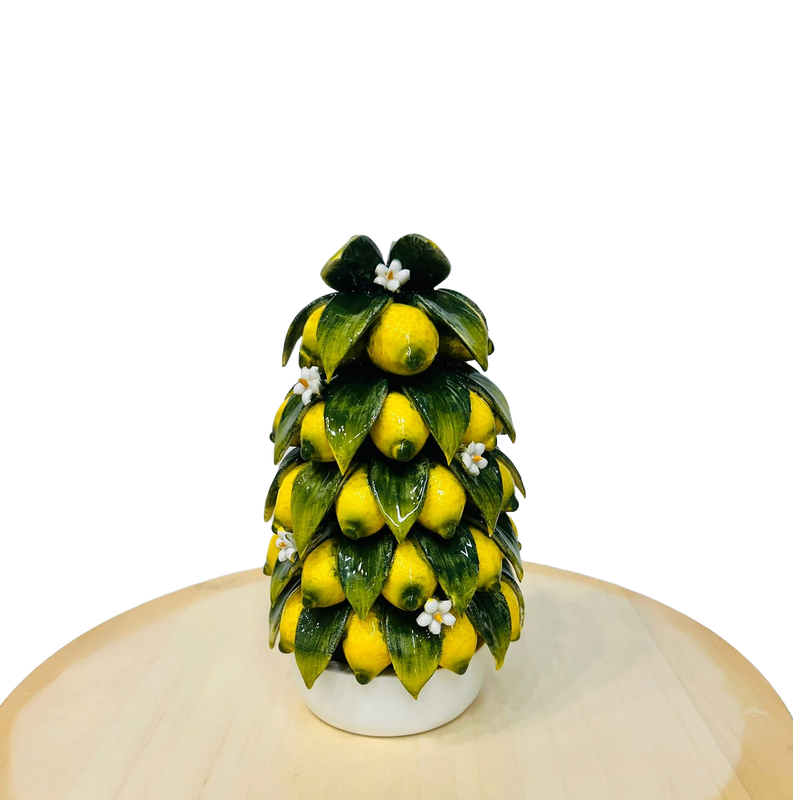 Piramide Con Limoni In Ceramica di Capodimonte
