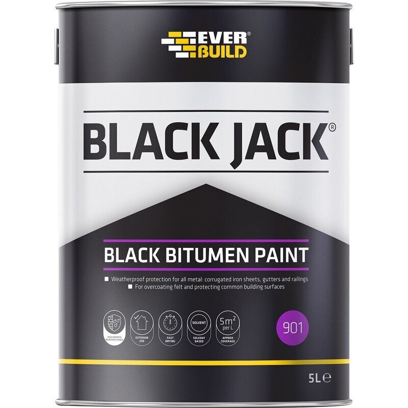 1ltr Everbuild Black Bitumen Paint