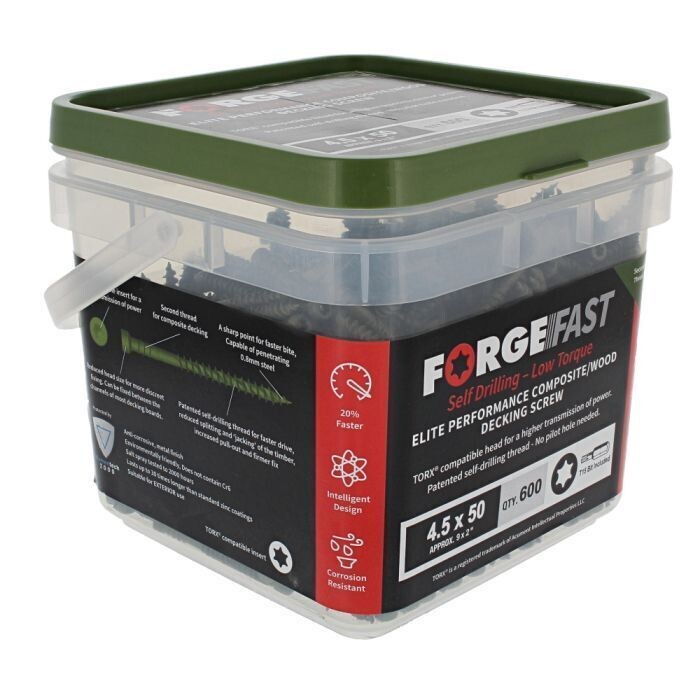 ForgeFast Reduced Head Decking Screw Green Tub 600 4.5x50mm