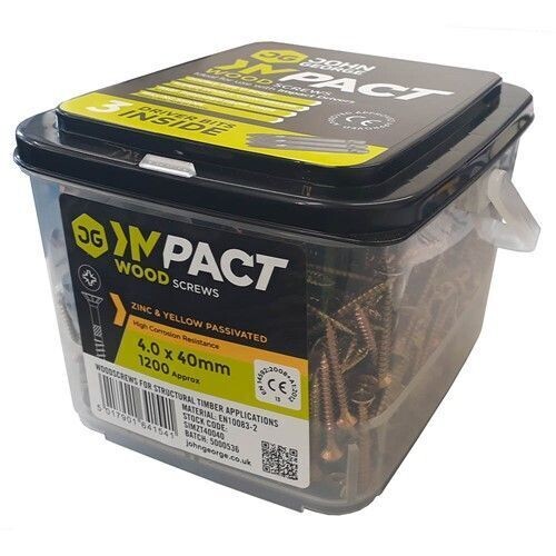 IMPACT PROFESSIONAL WOODSCREW CSK ZYP 4x40mm TUB of 1200