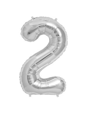 Foil Balloon Number 2 Silver 34in