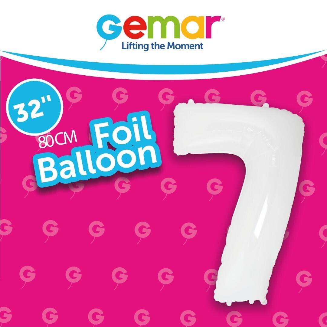 Foil Balloon Number 7 White 32in