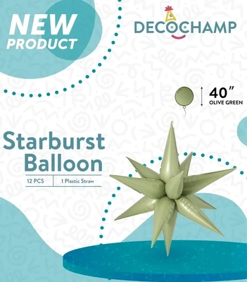 Foil Balloon Starburst Olive Green 40in