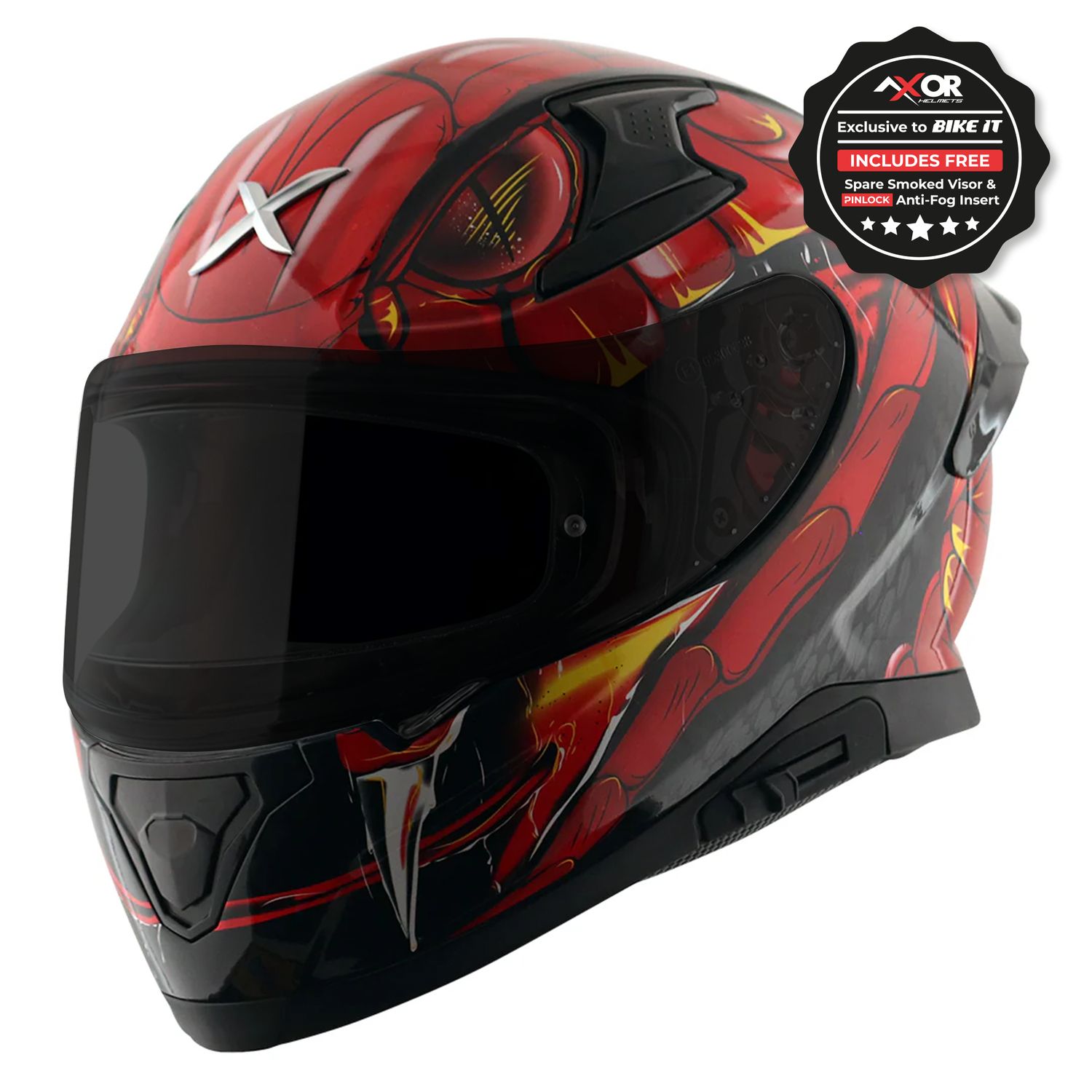 Axor Apex Full Face Helmet - Venomous Gloss Black Red