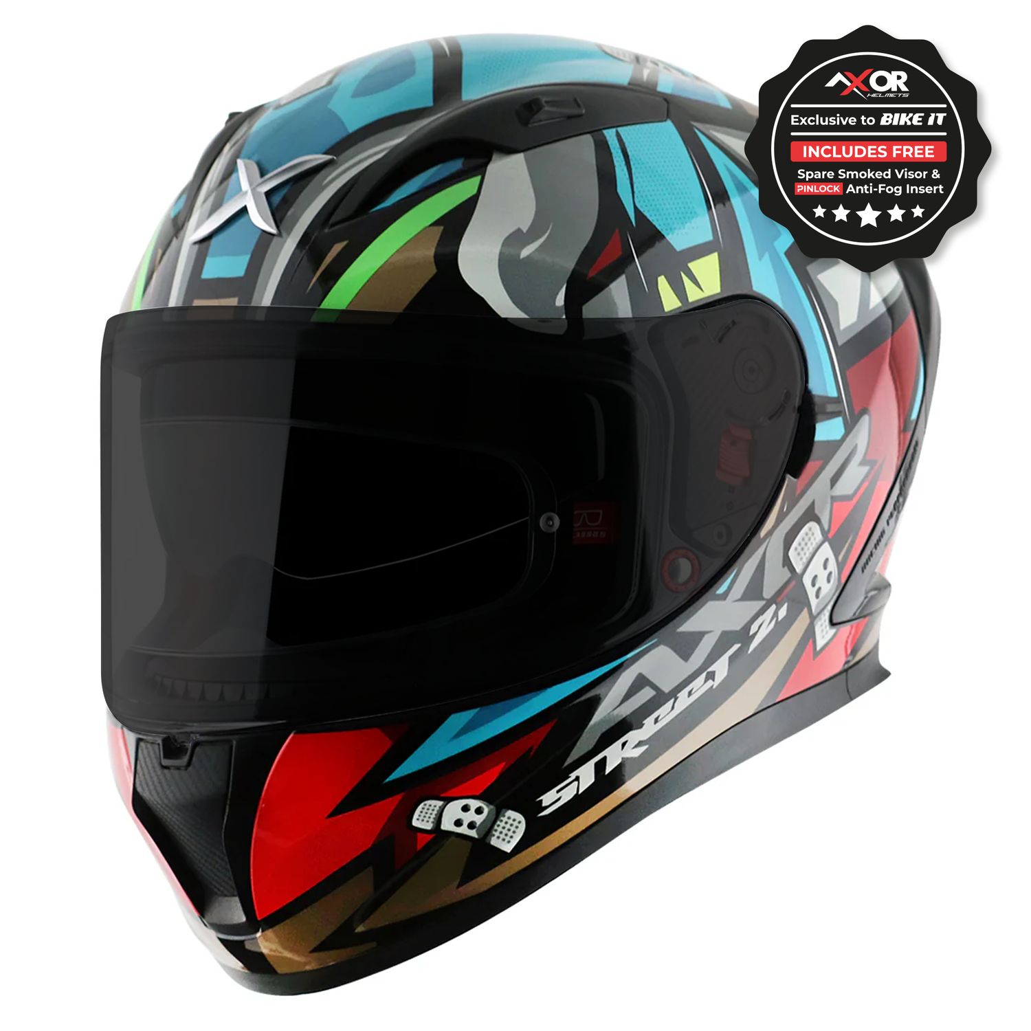 Axor Street Full Face Helmet - Bobby Gloss Black Blue