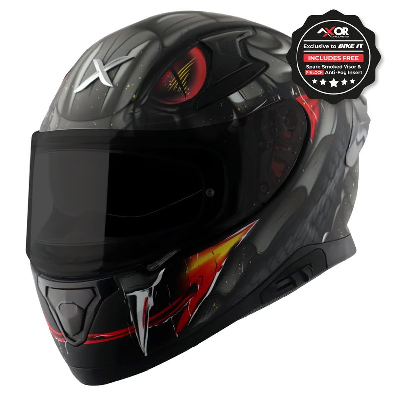 Axor Apex Full Face Helmet - Venomous Black Grey Matt