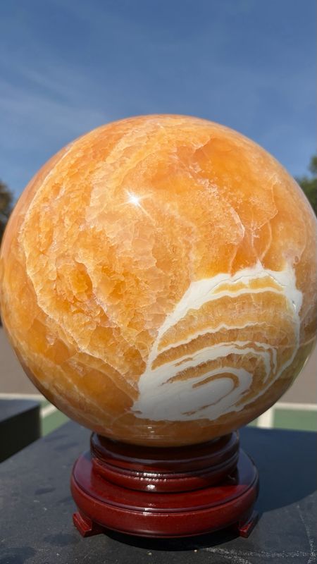 Orange Calcite Statement Sphere