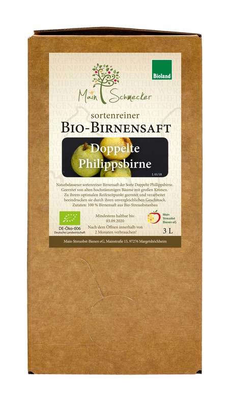 Doppelte Philippsbirne - Streuobstsaft in der 3 Liter Box (Bioland)