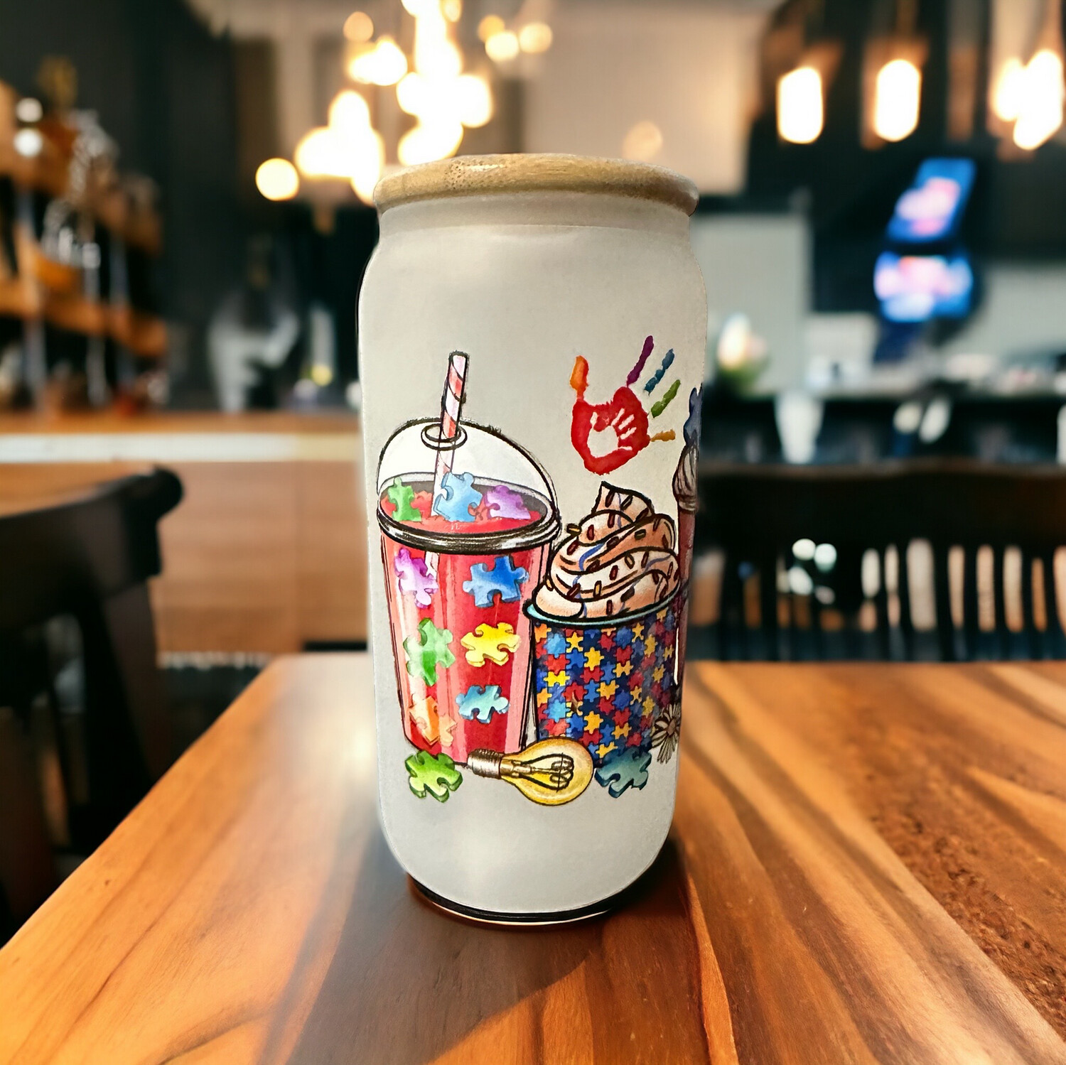 Caffeine Companion Autism Glass Tumbler