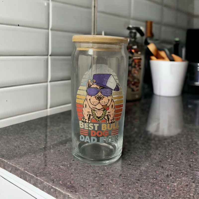 Pawsome Bulldog Dad Glass Tumbler
