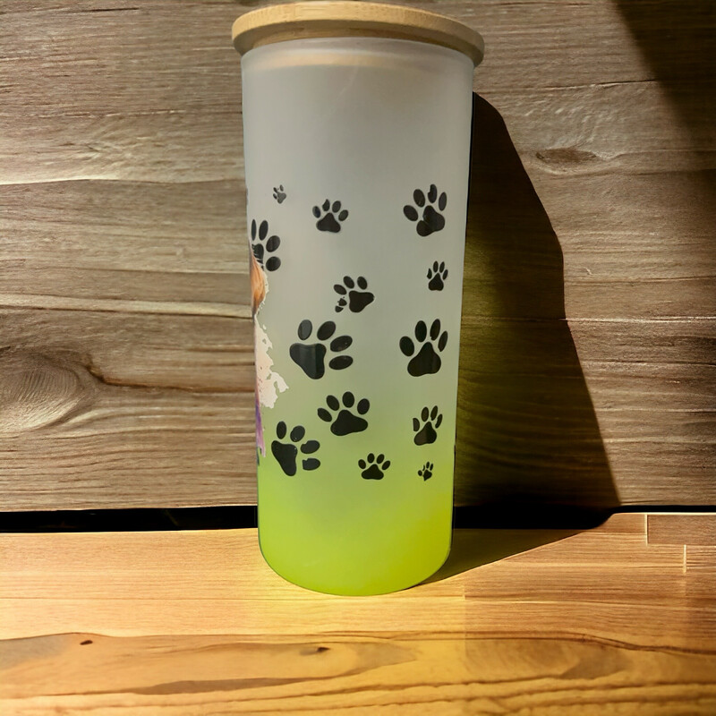Frosted Fur Friend Glass Tumbler