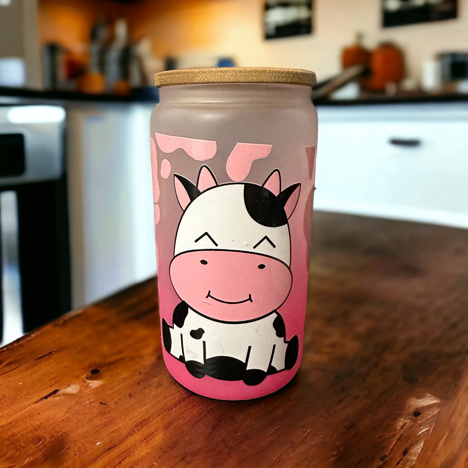 Moo—tiful Moments Glass Tumbler in Pink