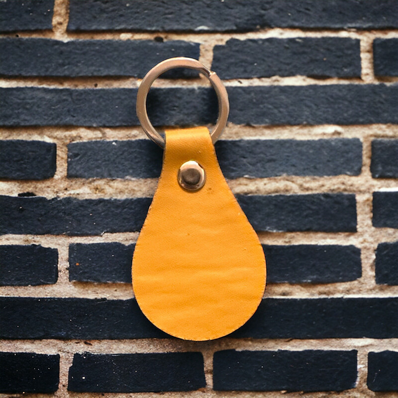 Custom Tan leather keychain