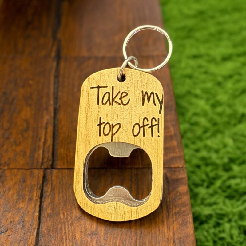 Take my top off keychain