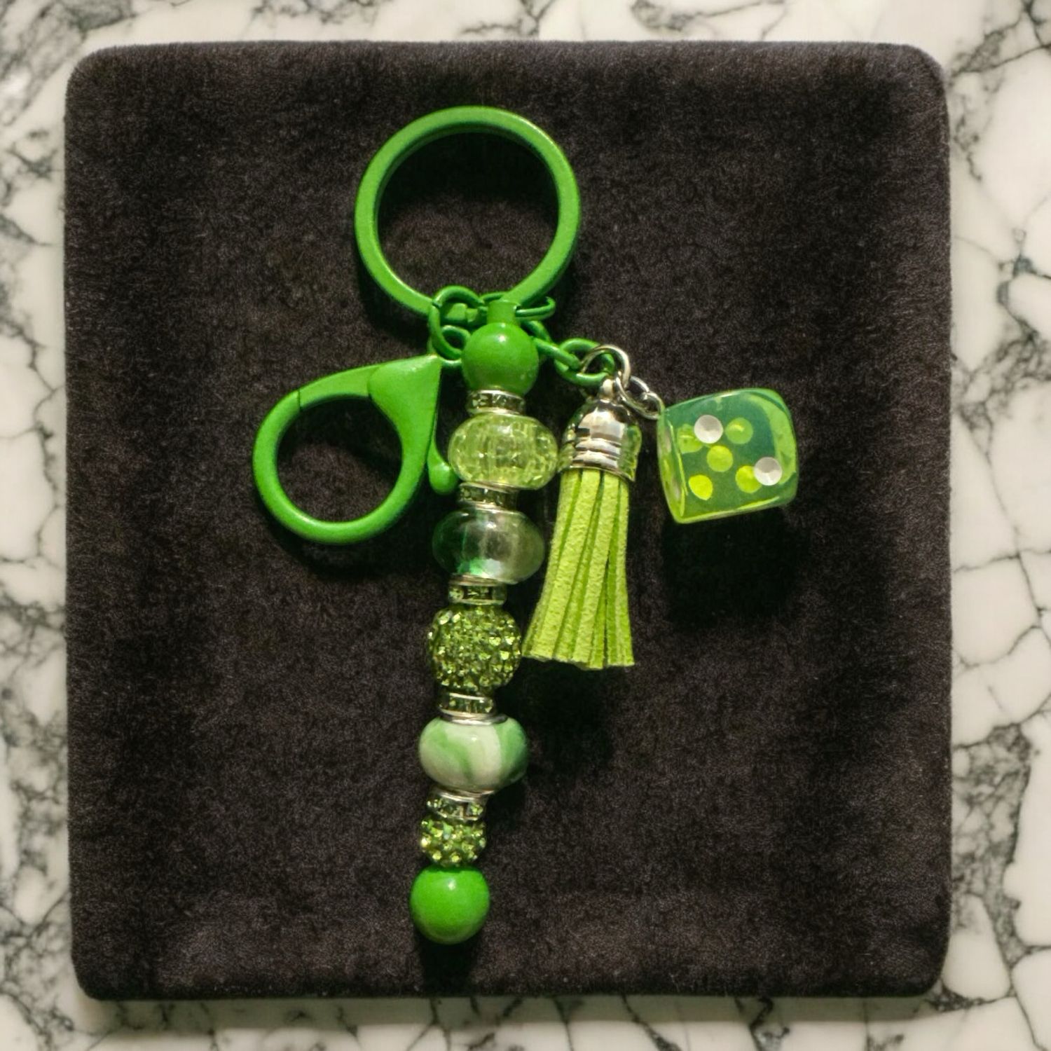 Green dice keychain