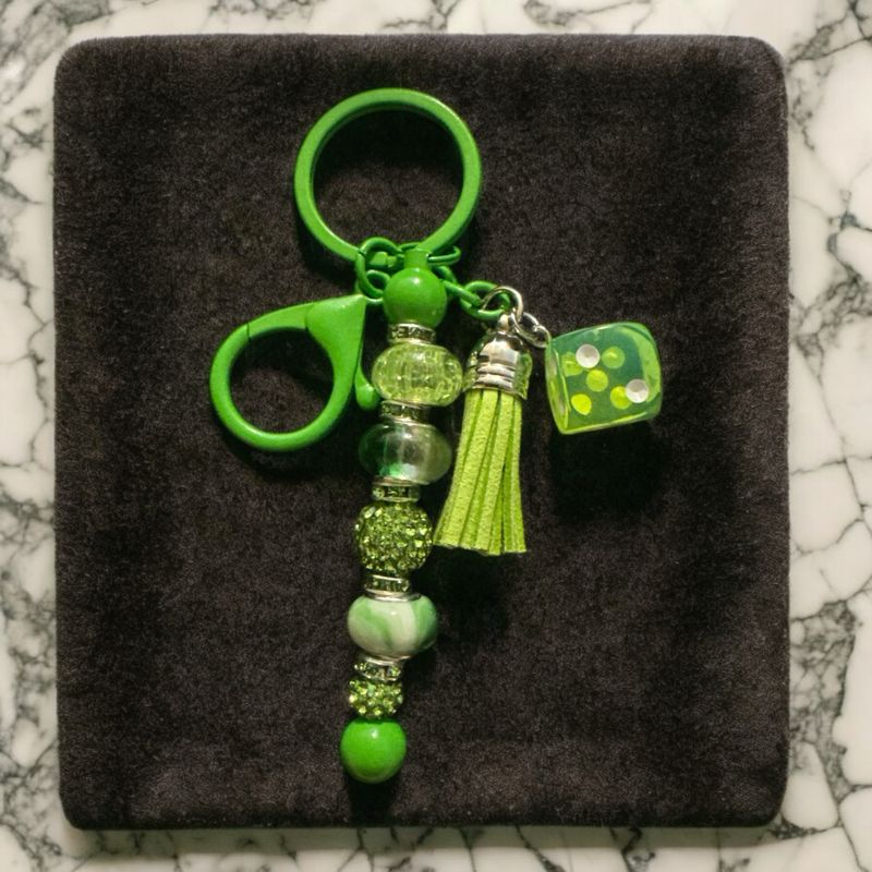 Green dice keychain