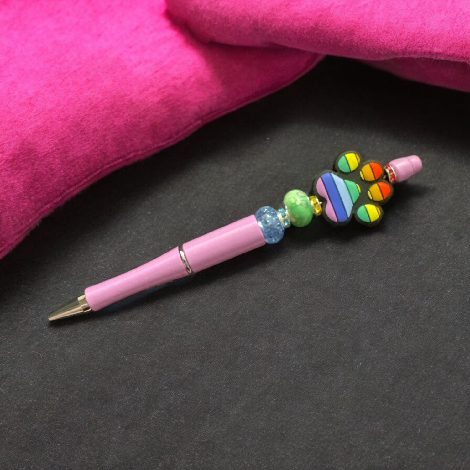 Rainbow paw-print pen