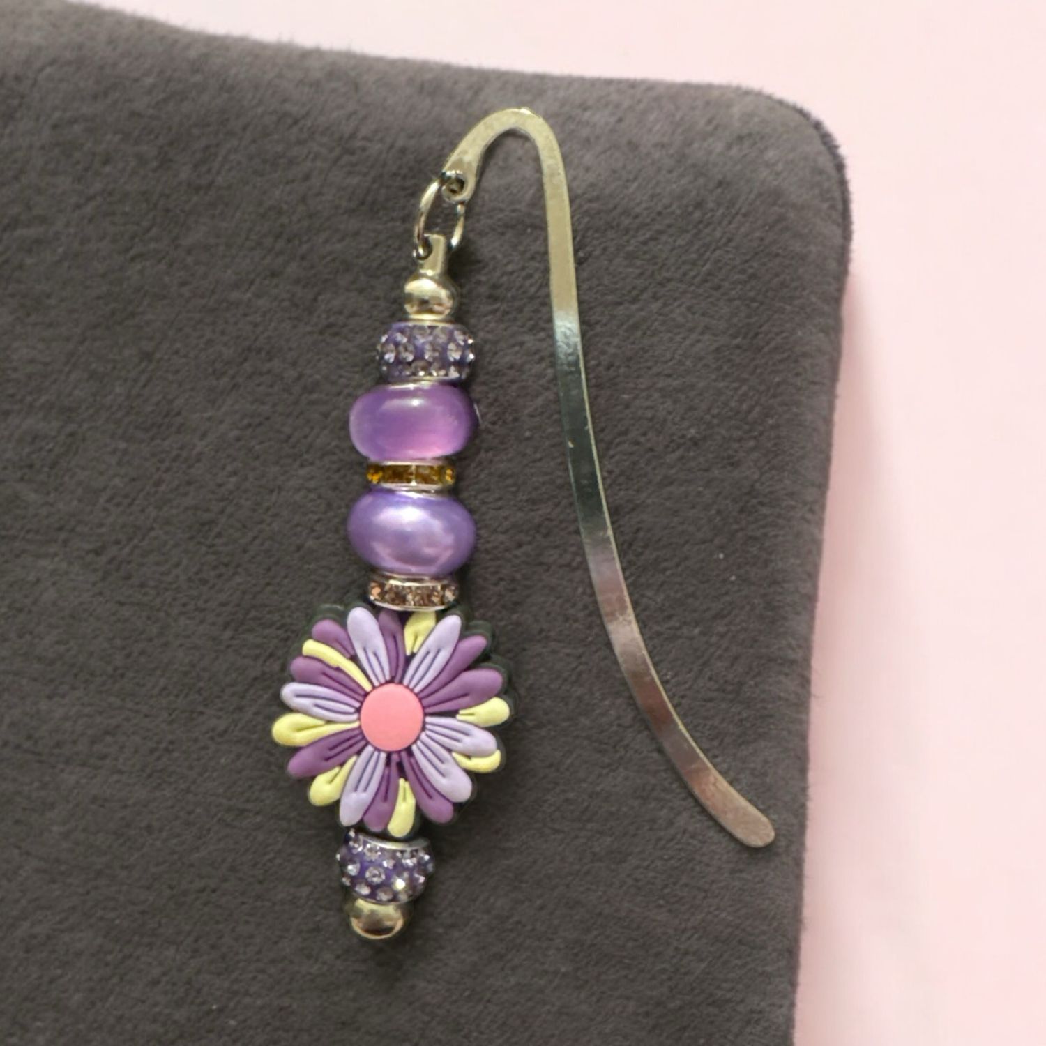 Beaded flower book mark