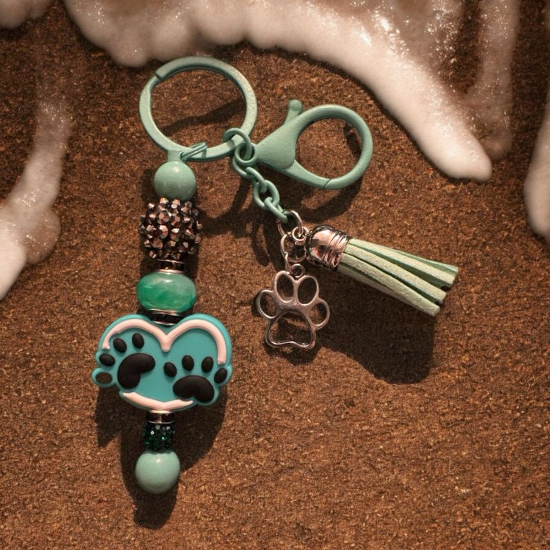 Double paw-prints keychain