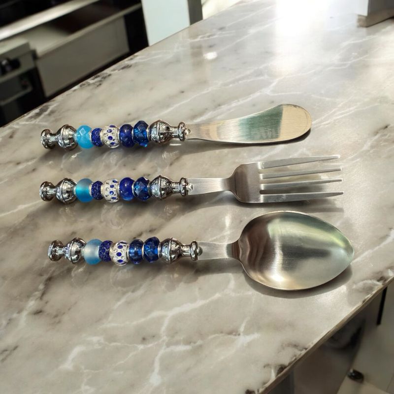 Beaded Silverware set in Blue