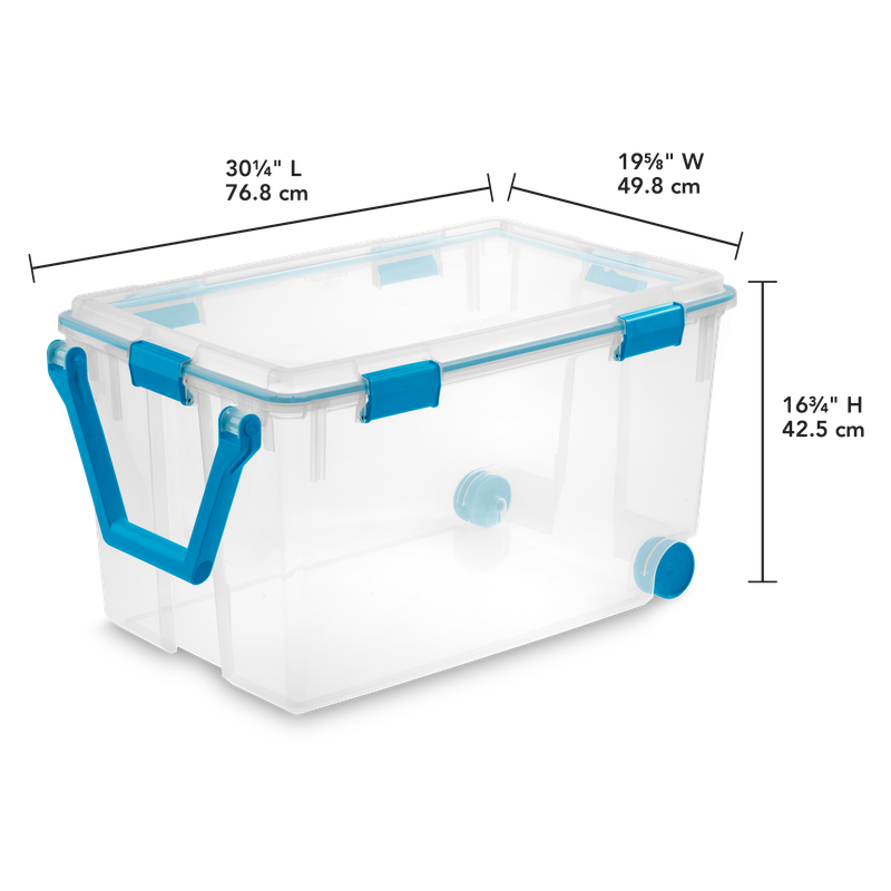 Caja Plástica C/Ruedas 114 Lt, Tapa C/Sello Hermético