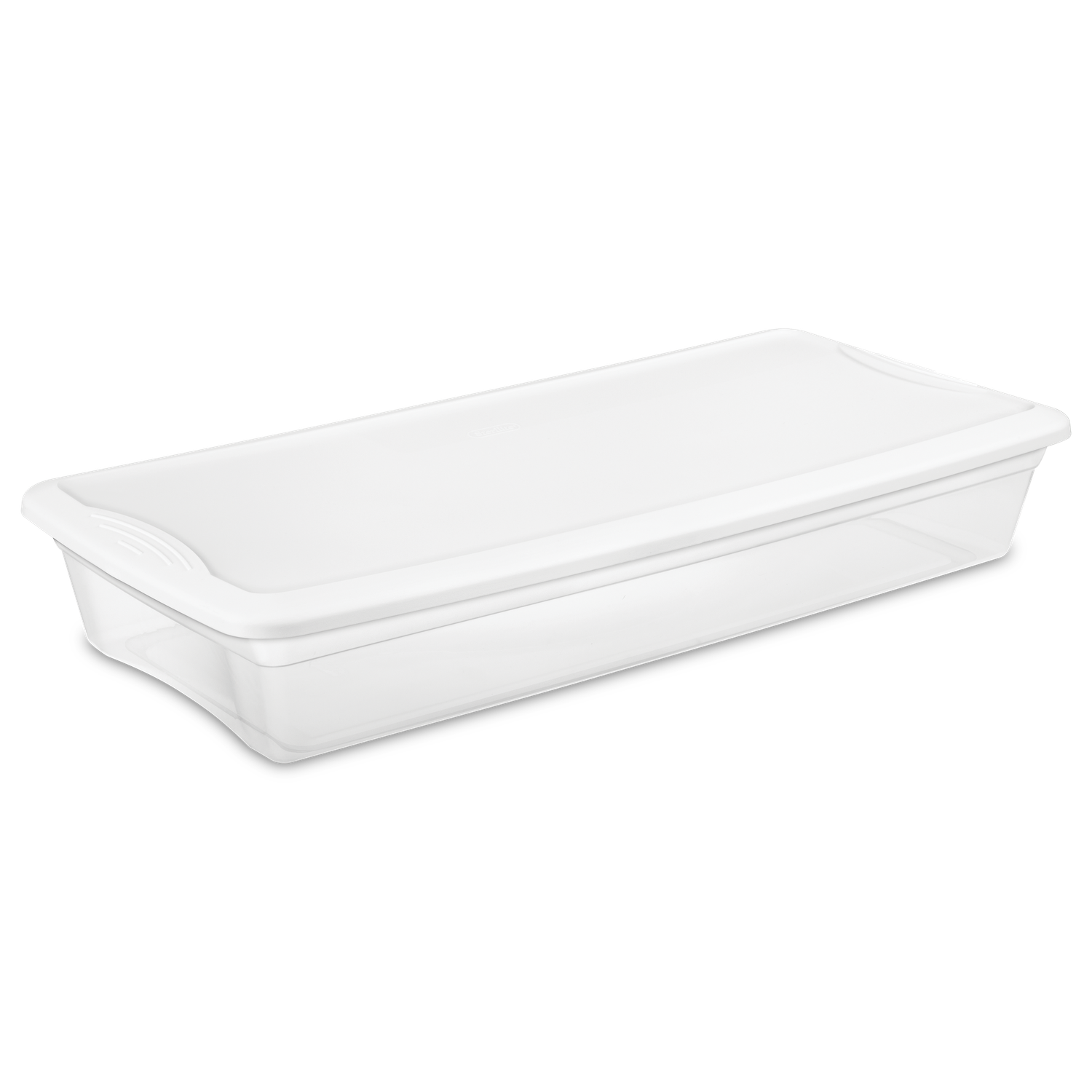 Caja Plástica Transparente 39 Litros,  Con Tapa Blanca