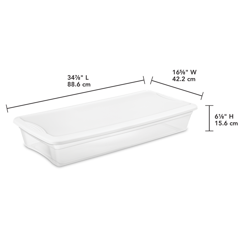 Caja Plástica Transparente 39 Litros,  Con Tapa Blanca