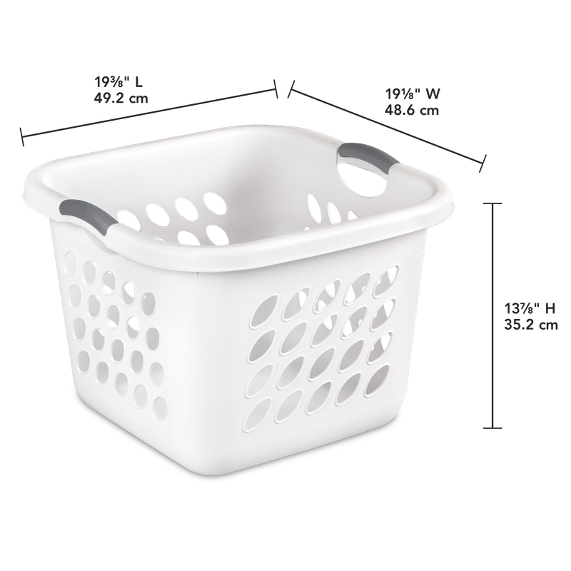 Cesto Lavandería Cuadrado 53 Lt, Blanco Con Agarradores