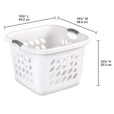 Cesto Lavandería Cuadrado 53 Lt, Blanco Con Agarradores