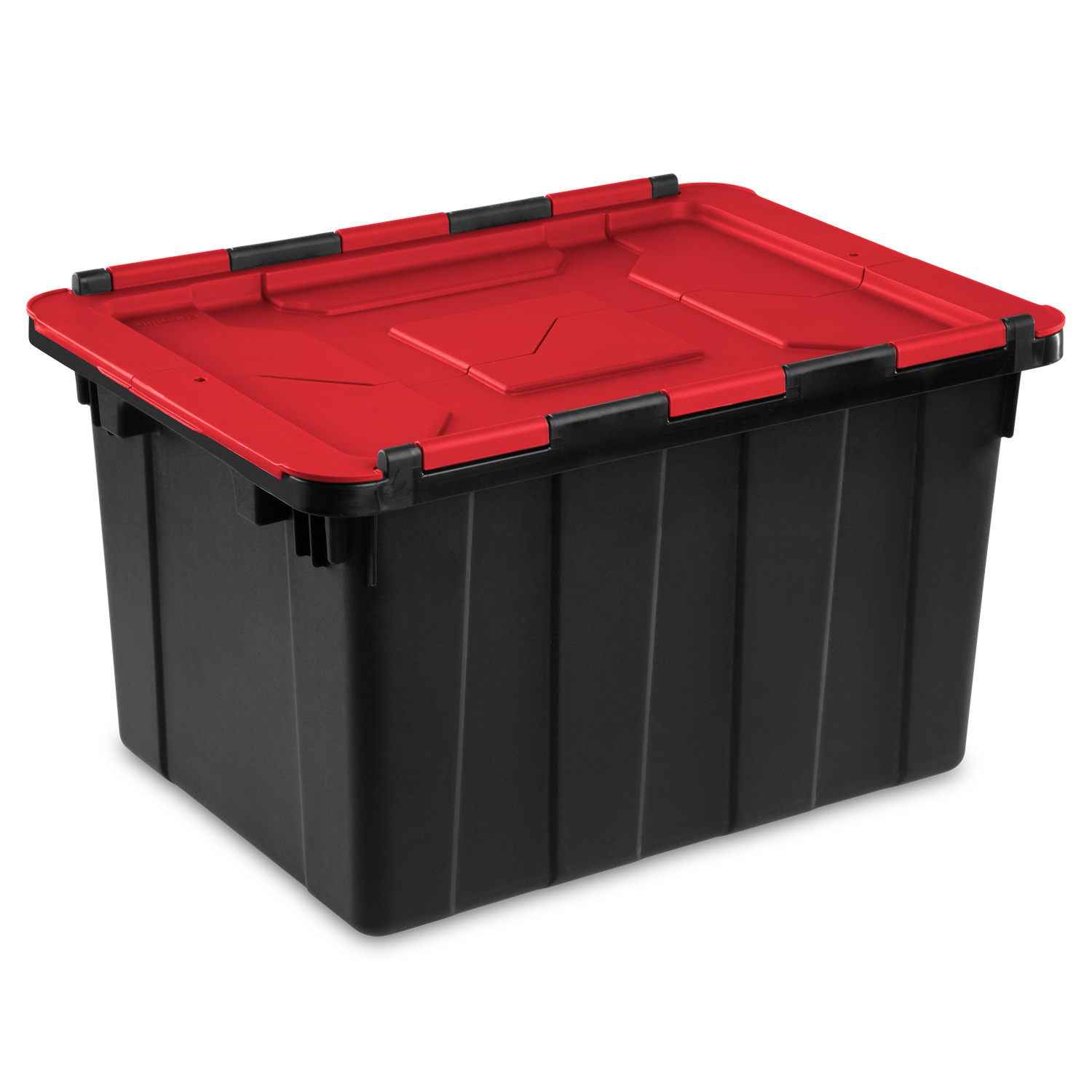 Caja Plástica 45 Litros, Base Negra, Tapa Roja