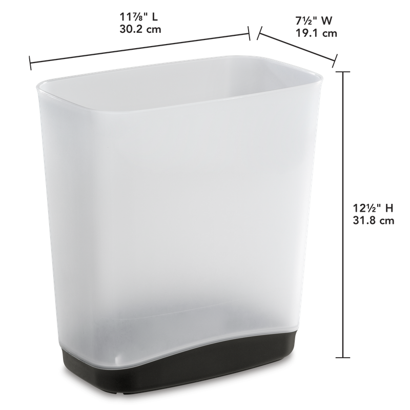 Basurero 3.3 Gal 12.5 Litros, Rectangular, Transparente Base Gris