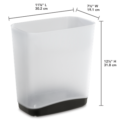 Basurero 3.3 Gal 12.5 Litros, Rectangular, Transparente Base Gris