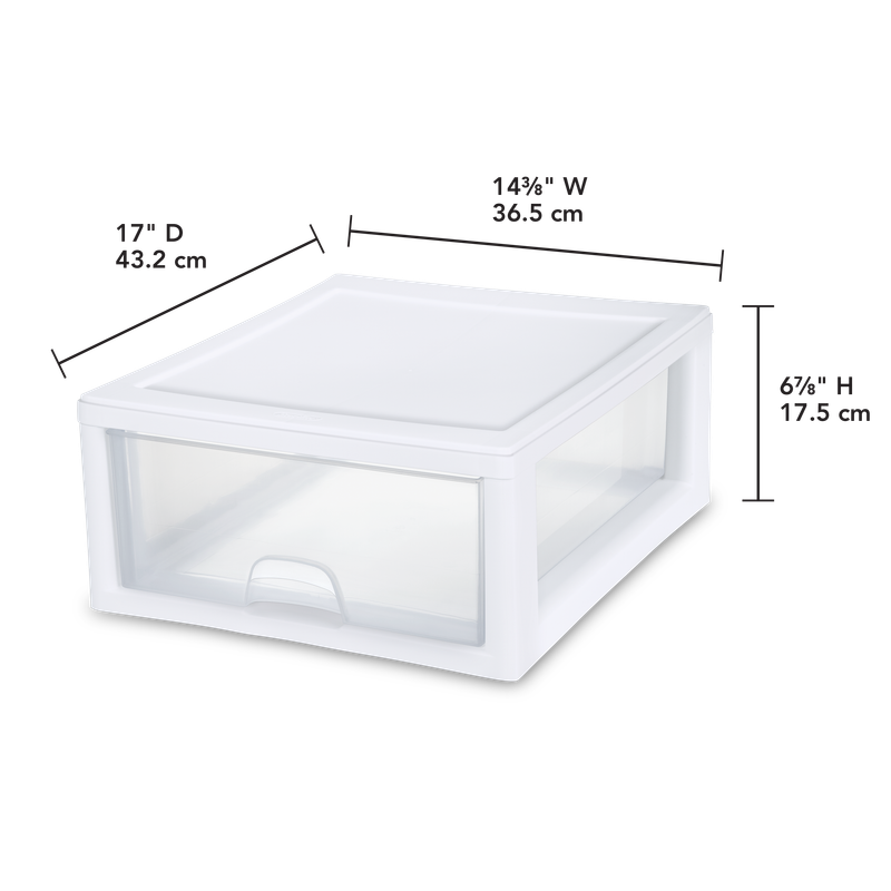 Caja Plástica Apilable C/Gaveta 15 Lt, Marco Blanco