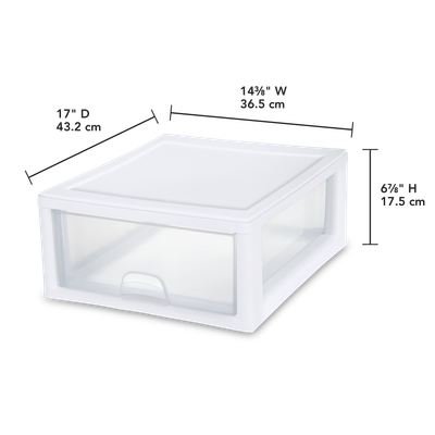 Caja Plástica Apilable C/Gaveta 15 Lt, Marco Blanco
