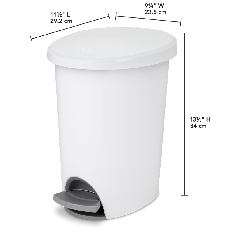 Basurero Con Pedal Plateado, 2.6 Gal, 9.8 Litros Color Blanco
