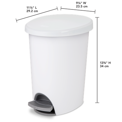 Basurero Con Pedal Plateado, 2.6 Gal, 9.8 Litros Color Blanco