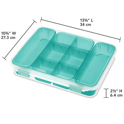 Caja Divisoria Transparente, Tapadera Turquesa.