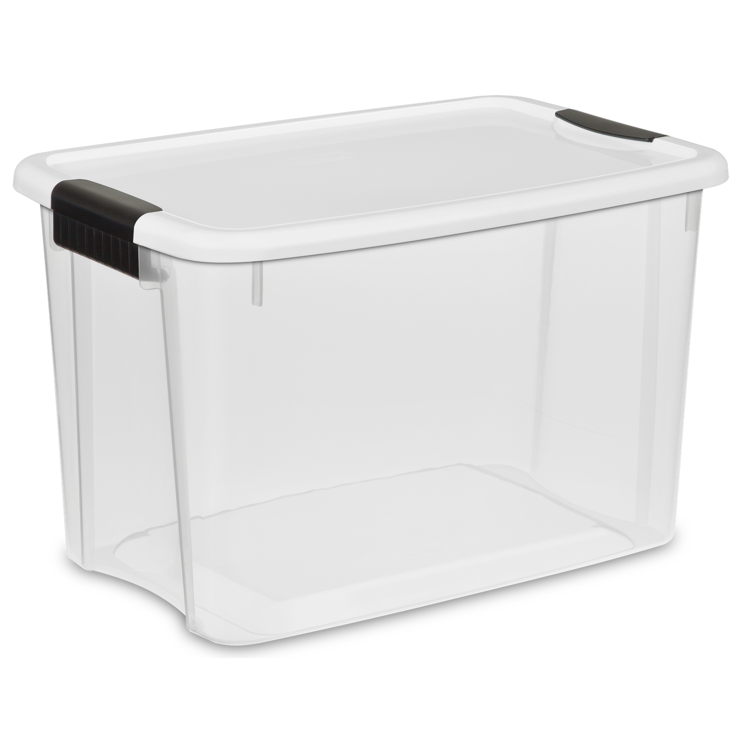 Caja Plástica 28 Litros, Transparente, Tapa Blanca Con Clip Negro