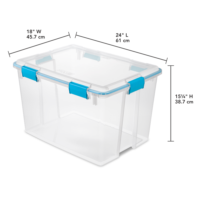 Caja Plástica  Transparente 76 Lt, Tapa C/Sello Hermético