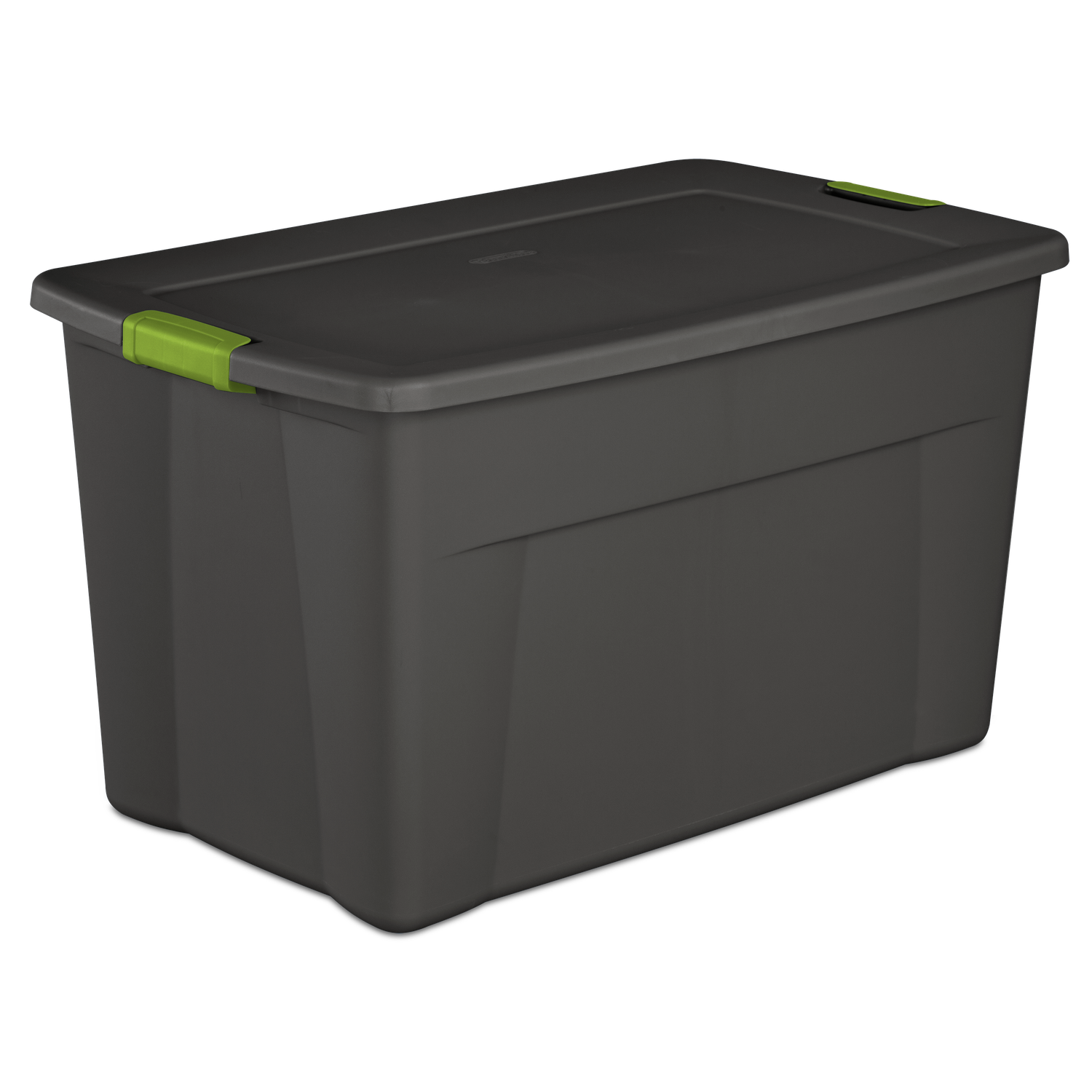 Caja Plástica 132 Litros, Gris Oscuro, Clip Verde.