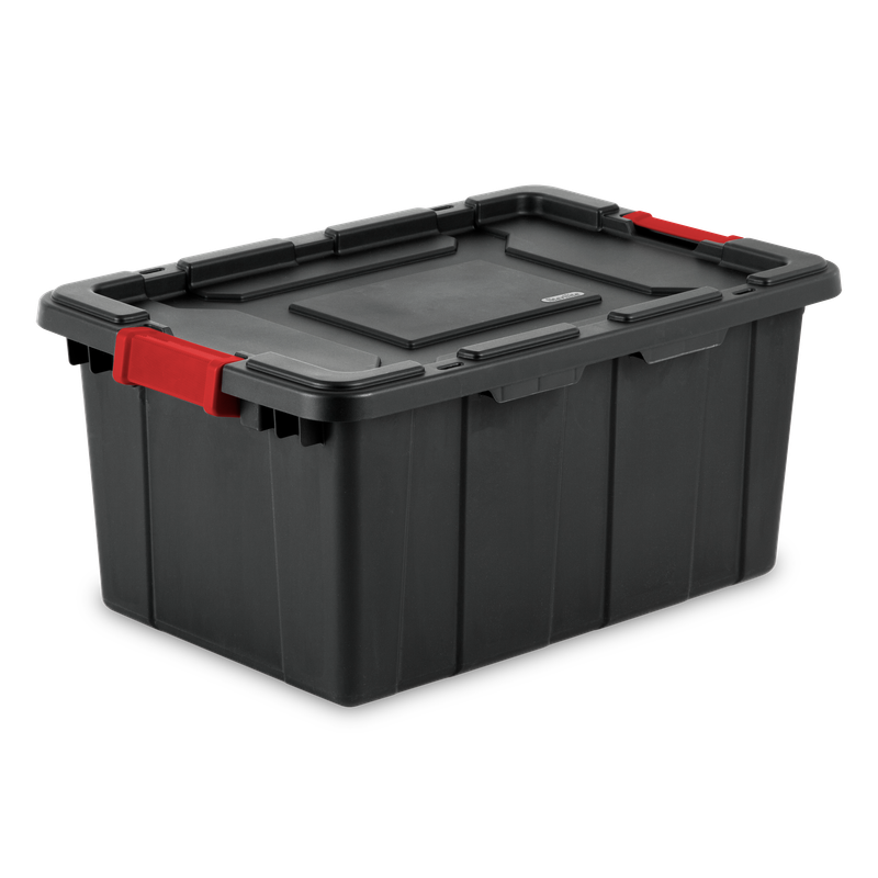 Caja Plástica 57 Litros, Negra Con Clip Rojo