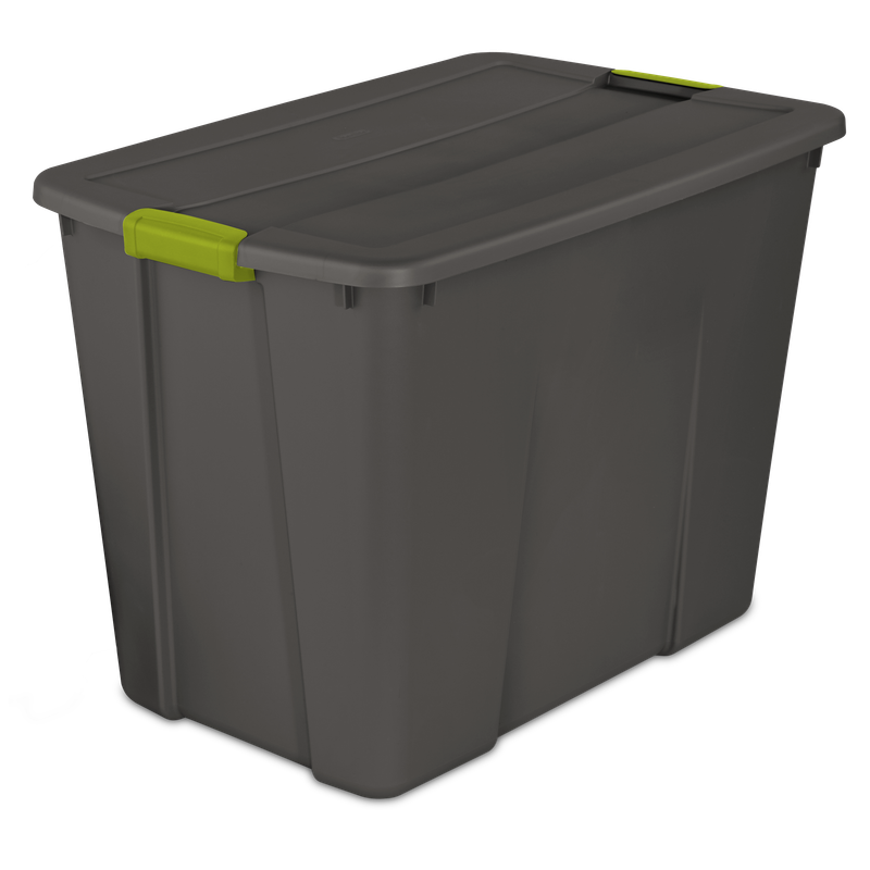 Caja Plástica 129 Litros, Gris Oscuro, Clip Verde